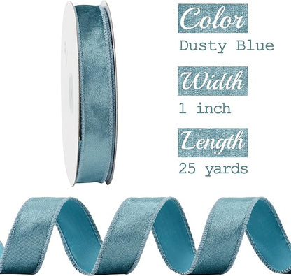 MEEDEE Dusty Blue & French Blue Velvet Ribbon - Image 2