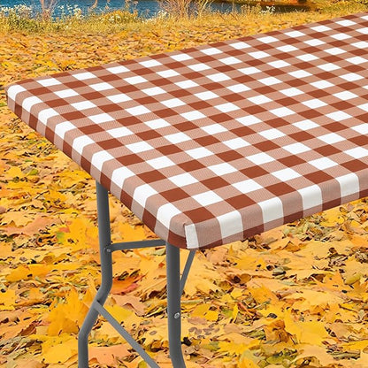Smiry Rectangle Picnic Table Cloth, Elastic Waterproof Fitted Vinyl Tablecloths by Smiry