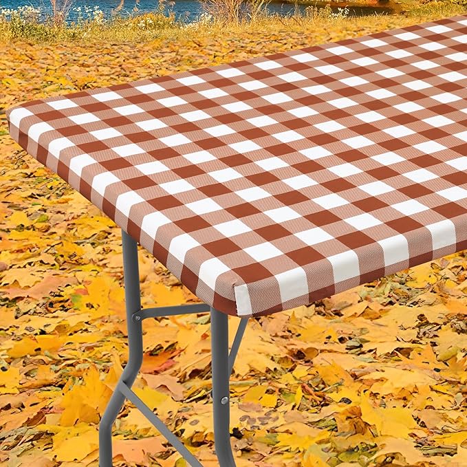 Smiry Rectangle Picnic Table Cloth, Elastic Waterproof Fitted Vinyl Tablecloths by Smiry