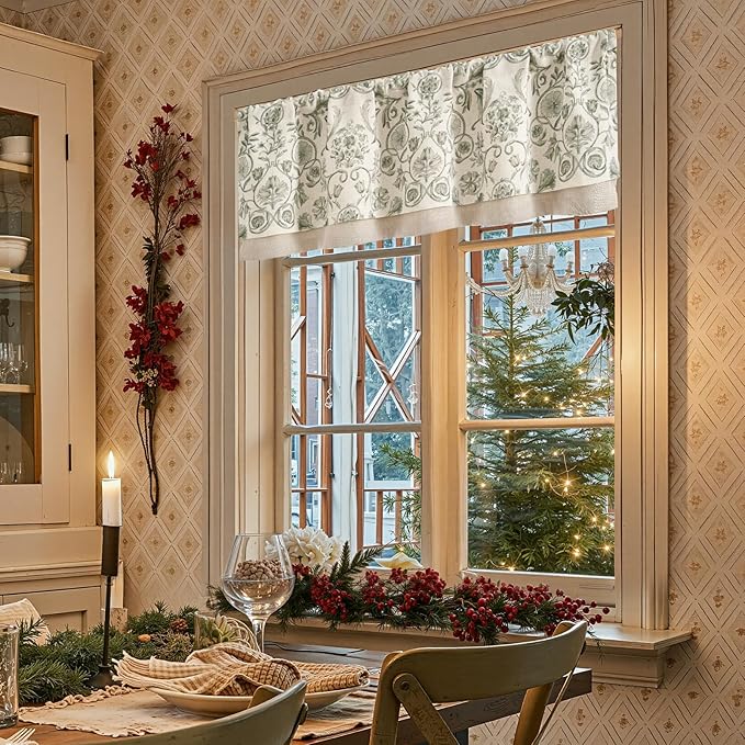 jinchan Linen Valance Kitchen Curtain by JINCHAN