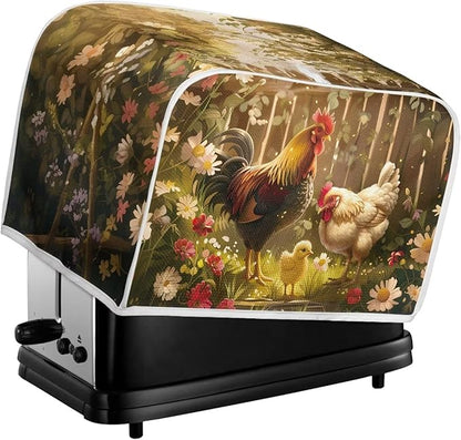Chicken Rooster Flower Toaster Cover 4 Slice Wide Slot, Washable Kitchen - Image 6