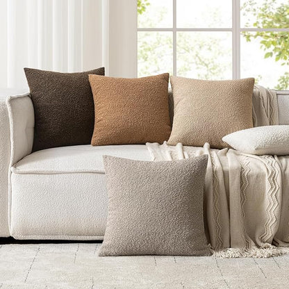 Woaboy Pack of 2 24x24 Inch Decorative Boucle Throw Pillow Covers Textured - Image 5