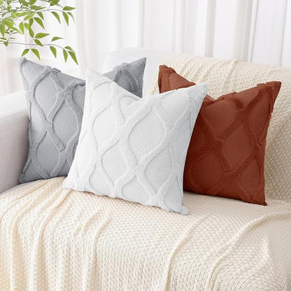 decorUhome Throw Pillow Covers 26x26 Inch Set of 2, Soft Plush Faux Fur Wool - Image 5