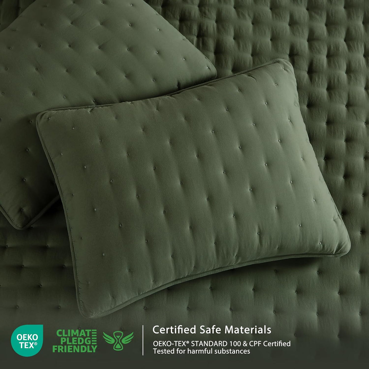 wdcozy olive green california cal king size quilt, side view