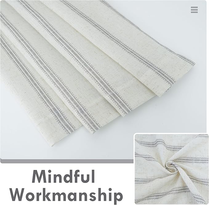 DriftAway Farmhouse Vertical Striped Linen Blend Textured Light Filtering Semi - Image 4