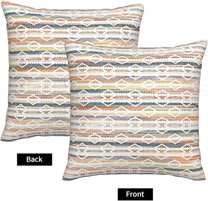 Colorful Boho Geometric Abstract Striped Throw Pillow Covers 18x18 Inch Set of - Image 4