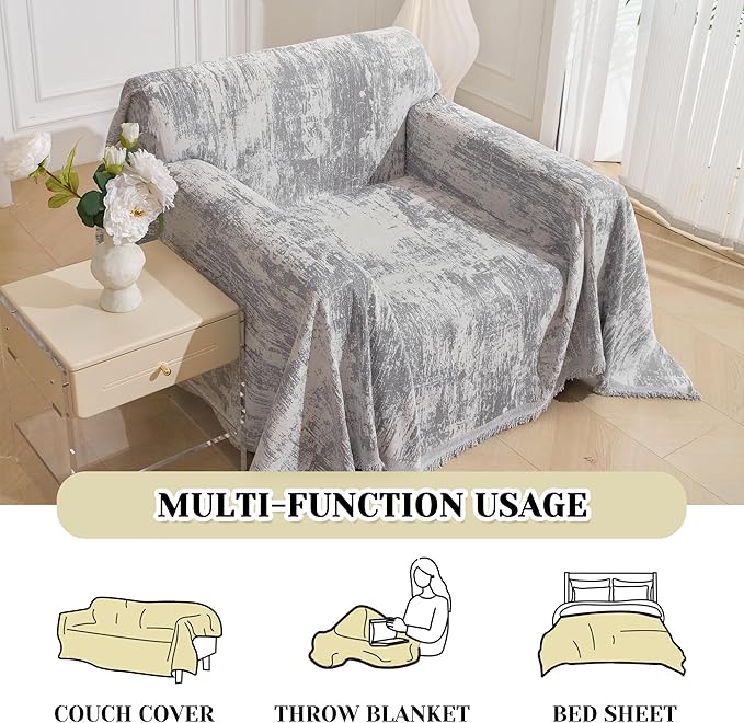 MEETSKY Small Couch Cover Oversized Chair Cover Washable, Chenille Soft Throws - Image 6