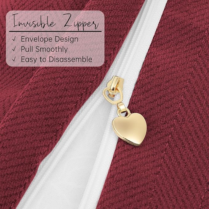 ZWJD Burgundy Pillow Covers 18x18 Set of 2 Chenille Throw Pillow Covers - Image 7