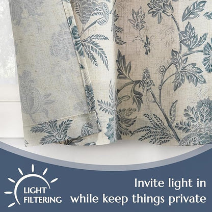 jinchan Floral Linen Tier Curtains 36 Inch Farmhouse Cafe Curtains Rod Pocket - Image 6