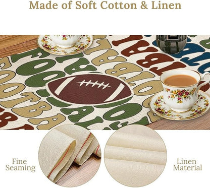 Retro Groovy Football Table Runner Sport Game Days Seasonal Table Runner Soccer - Image 5