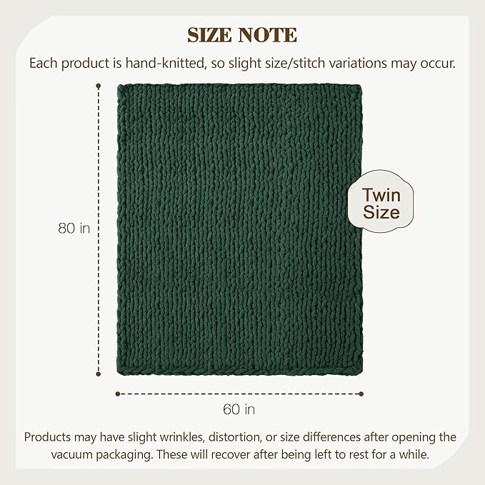 Carriediosa Chunky Knit Throw Blanket 60" X 80" Twin, 100% Hand Made Large - Image 3