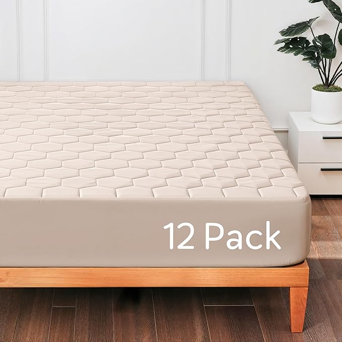 Hearth & Harbor 12 Pack King Size Quilted Fitted Mattress Pad Cover, 100% by HearthHarbor