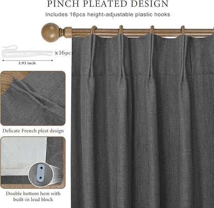 IVAPUPU Linen Pinch Pleated Full Blackout Curtains - Image 3