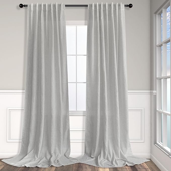60 Inch Wide Curtains Grey for Living Room 2 Panels Set Back Tab Pocket Drape - Image 2