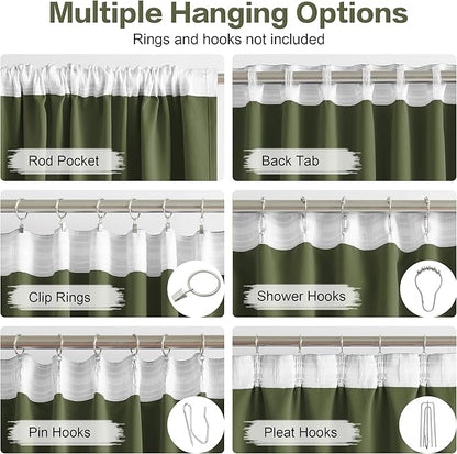 DUALIFE Olive Dark Green Curtains 105 Length 2 Panels, 52 by 105 Inches Long - Image 3