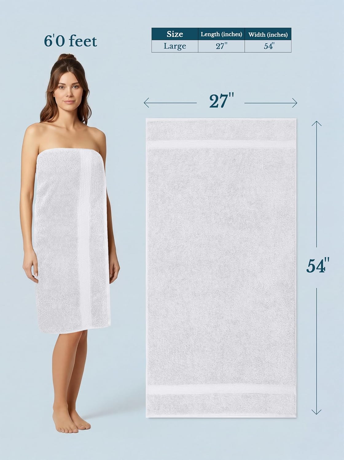 utopia towels 4 pack premium bath towels, 27x54, close-up detail