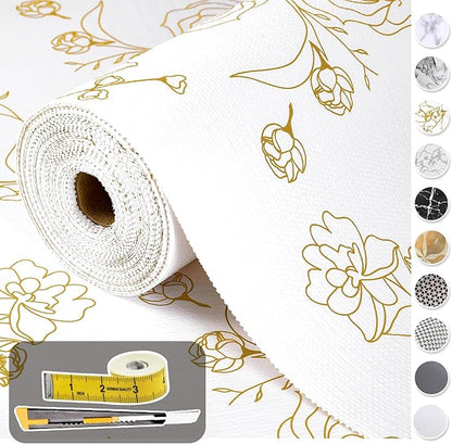 Shelf Liners for Kitchen Cabinets 12in x 20FT Non Adhesive Drawer Liner Gold by Oneoftheworld