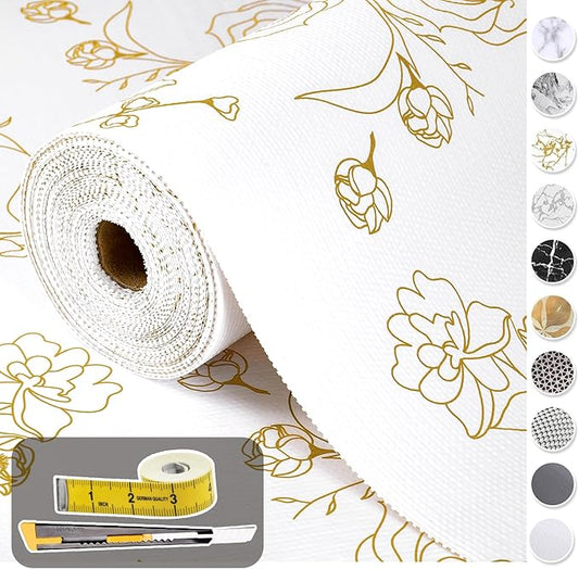Shelf Liners for Kitchen Cabinets 12in x 20FT Non Adhesive Drawer Liner Gold by Oneoftheworld