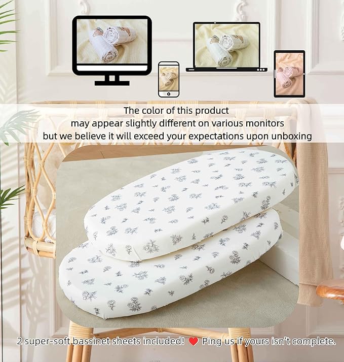SDY Jersey Bassinet Sheets for Baby Boys and Girls, 32 "x 16 "x 4", 2 Pack - Image 7