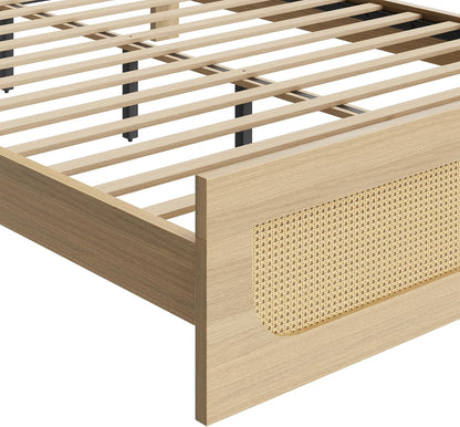 kislot boho rattan bed frame, farmhouse platform, natural, view 11