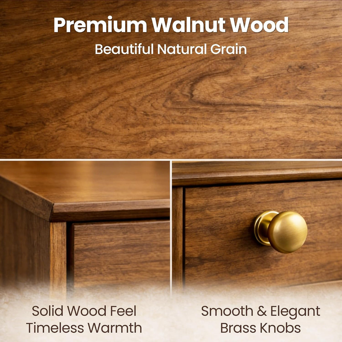 26" tall mid century modern nightstands set of, close-up detail
