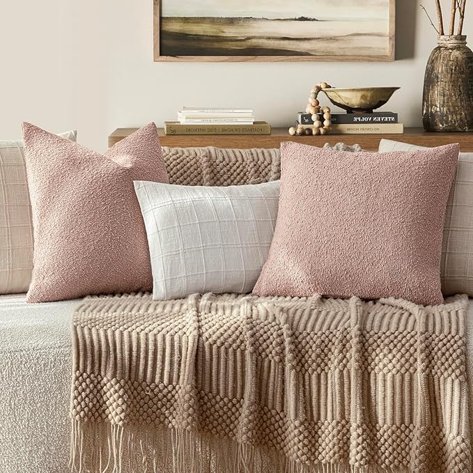 Foindtower Set of 2, Decorative Textured Boucle Throw Pillow Covers Accent - Image 7