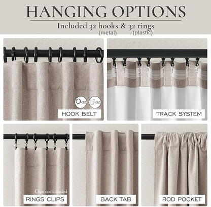Linen Curtains 84 Inch Length 2 Panels Total Blackout - Image 4