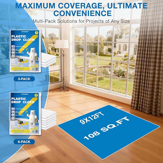 6 Pack Premium Plastic Drop Cloths - Image 4