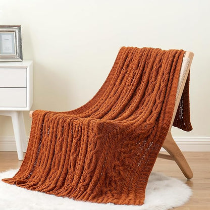 Battilo Caramel Throw Blanket for Couch, Rust Throw, Super Soft Warm Chenille - Image 9