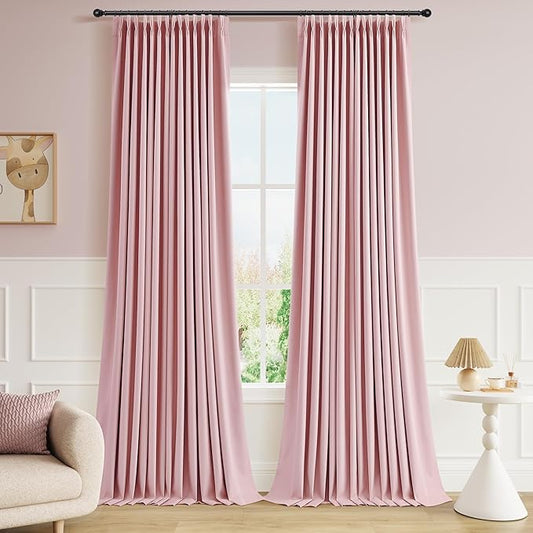 Joywell Pinch Pleat 100% Blackout Linen Curtains 110 Inch Long by Joywell