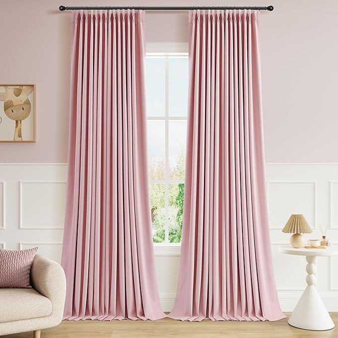 Joywell Pinch Pleat 100% Blackout Linen Curtains 112 Inch Long by Joywell