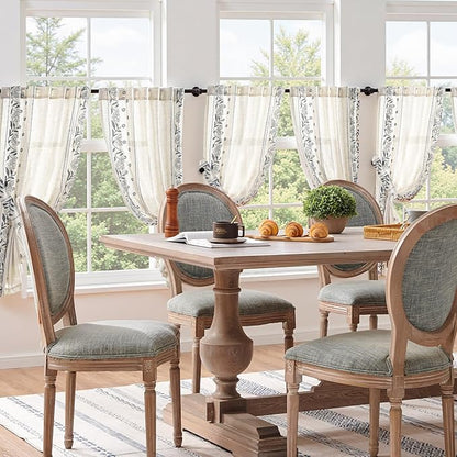 jinchan Winslow Linen Curtains 45 Inch Length Small Window Curtains Embroidered - Image 9