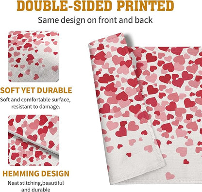 Valentine's Day Pink Love Heart Placemats Set of 4 Valentine Dining Place Mat - Image 6