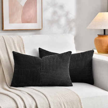 Fancy Homi 2 Packs Black Long Lumbar Decorative Throw Pillow Covers 16x24 Inch - Image 5