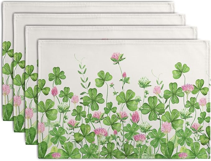 Shamrocks St. Patrick's Day Placemats Set of 4 Watercolor Lucky Clovers St by Wnoesat