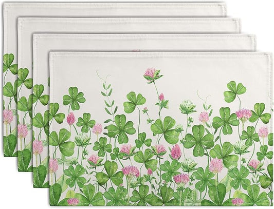 Shamrocks St. Patrick's Day Placemats Set of 4 Watercolor Lucky Clovers St by Wnoesat