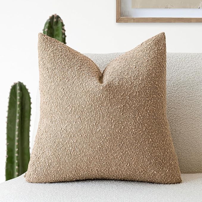 Foindtower Decorative Textured Boucle Throw Pillow Covers Accent Solid Pillow by Foindtower