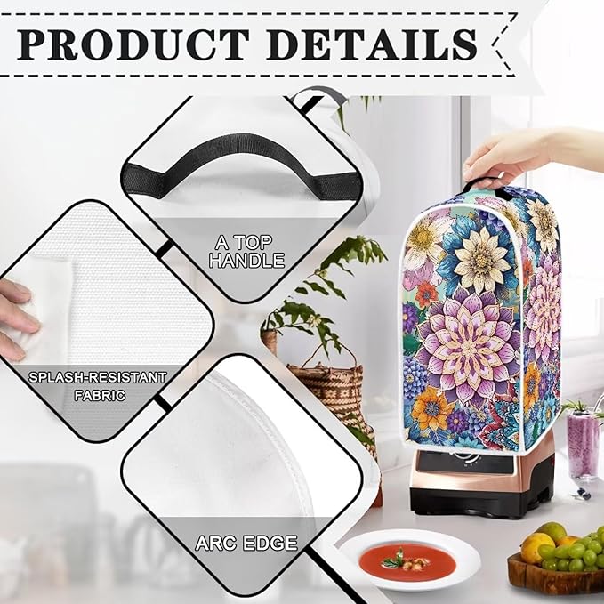Bohe Flower Pattern Blender Cover Kitchen Blender Dust Covers Food Processor - Image 4