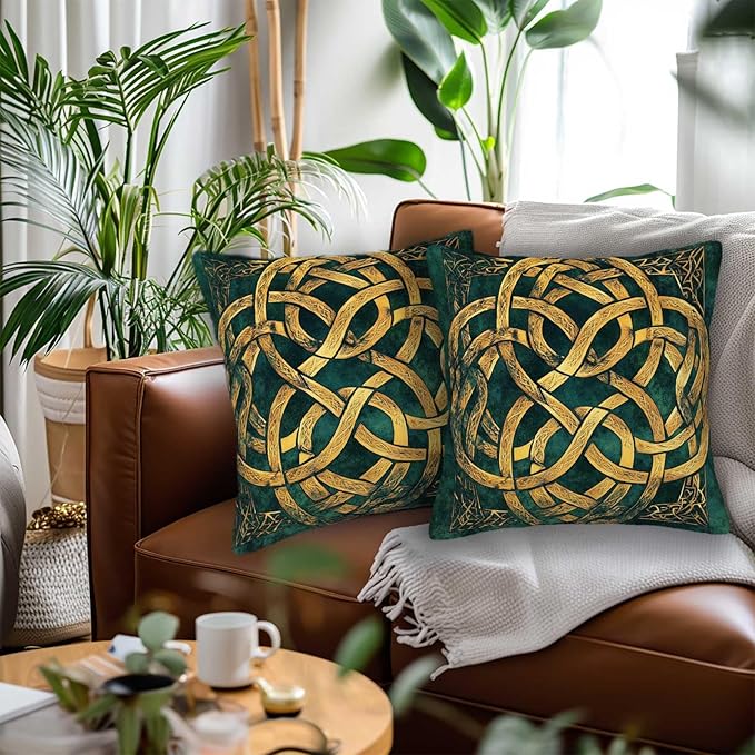 Celtic Knot Throw Pillow Cover 18x18 Set of 2, Cushion Case - Image 2