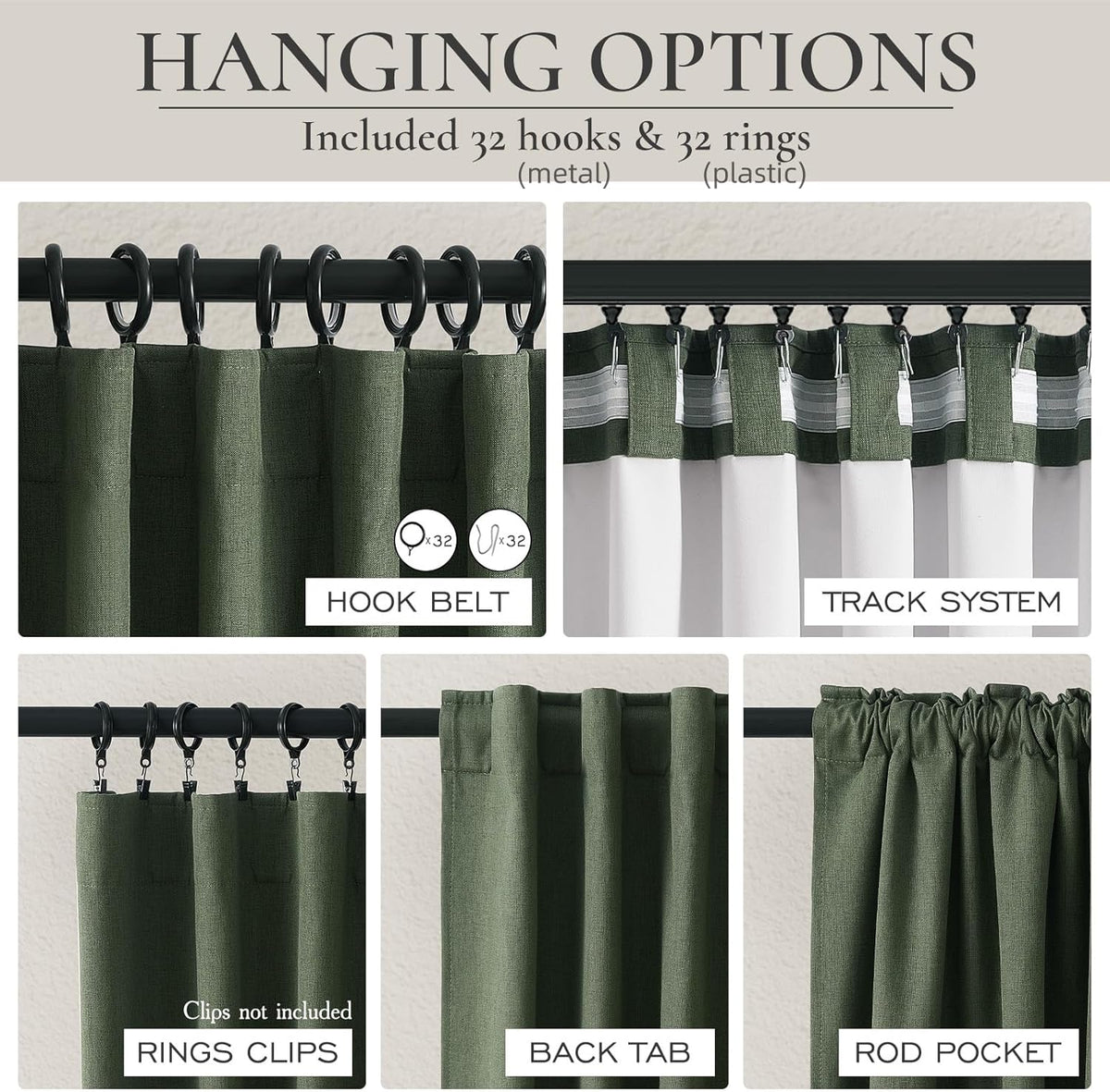 qjmydeco green country kitchen curtains 54 inch length, side view