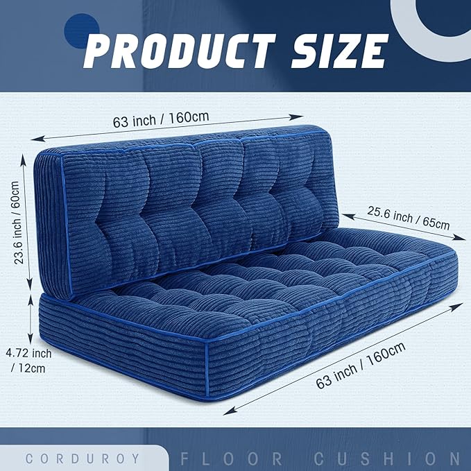 63 Inch Folding Sofa Bed Convertible Chair, 2-in-1 Convertible Boneless Sofa - Image 3
