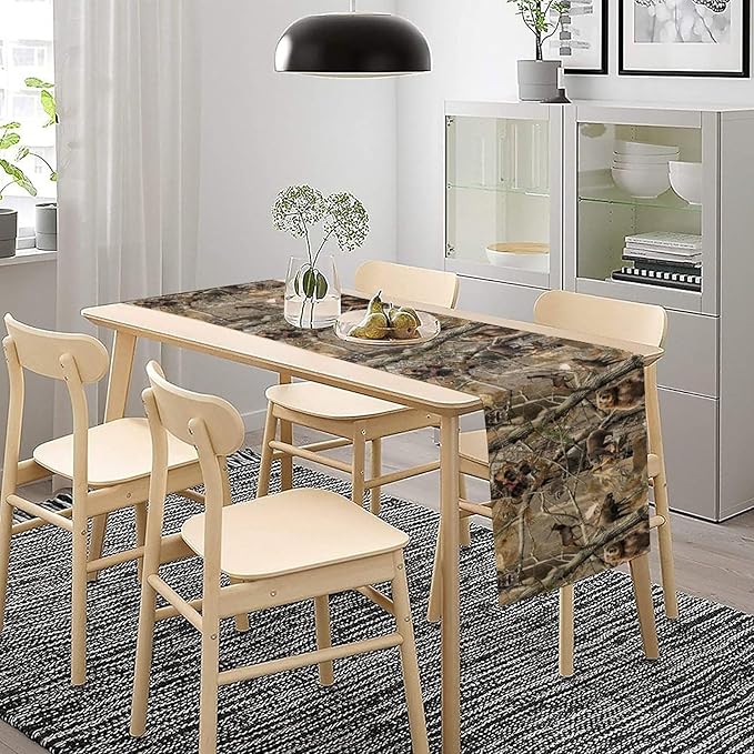 Forest Camouflage Table Runner, Camo Rustic Wildlife Animal Hunting Deer Elk - Image 2