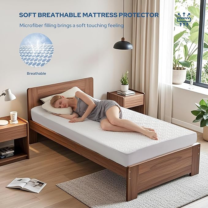 BEDLORE Waterproof Mattress Protector, Twin Size Mattress Pad - Image 3