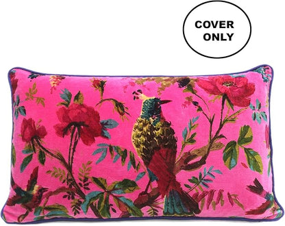 Eyes of India Velvet Floral Flower Bird Throw Pillow Sofa Cushion Cover Case - Image 2