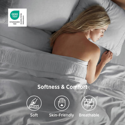 bedsure twin sheets set - 3 pieces soft, side view