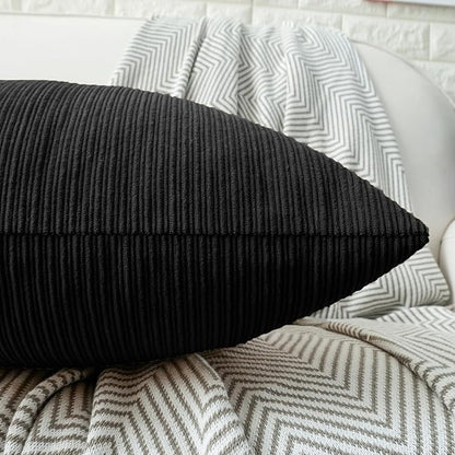 HWY 50 Black Chenille Throw Pillow Covers 16x16 Inch - Image 4