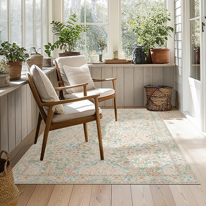 MUJOO 3x5 Rug Washable, Floral Area Rug - Image 7