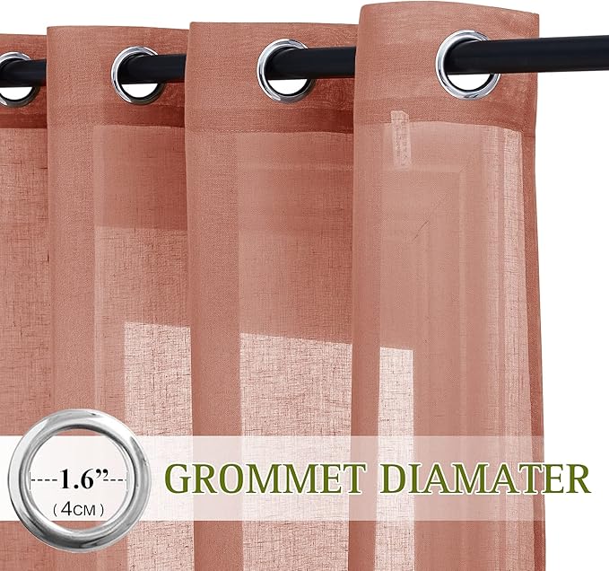 NICETOWN Open Linen Weave Linen Burlap Window Curtains, 72 inches Medium Long - Image 2