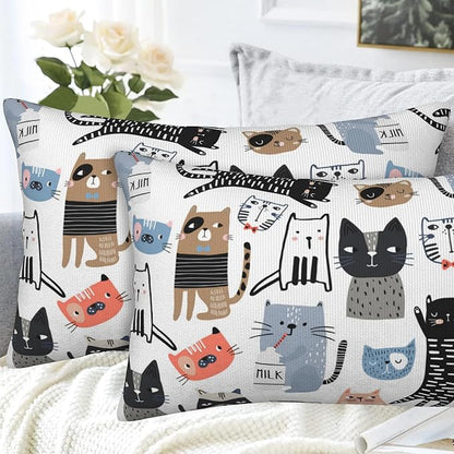 Throw Pillow Cover Case Funny Cats Pillow Covers 20x12 Inch Set of 2, Soft - Image 4