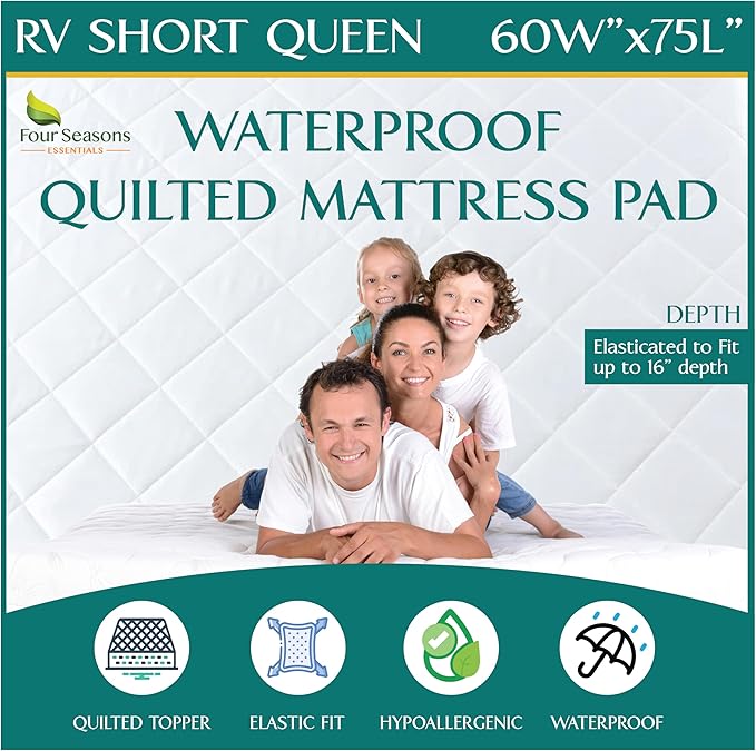 RV Short Queen Quilted Mattress Pad by FourSeasonsEssentials